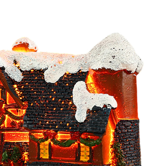 Resin Snowy Winter Town Christmas Village Figurines for Home Desktop Ornaments