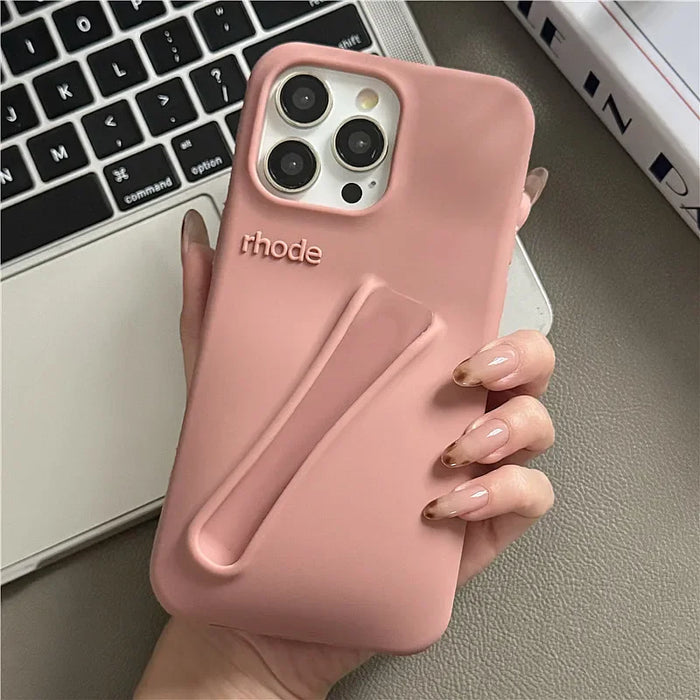 Autumn Edition New Rhode DIY Lipstick Lip Holder Soft Silicone Case for IPhone 16 15 14 13 12 11 Pro Max Plus Phone Stand Cover