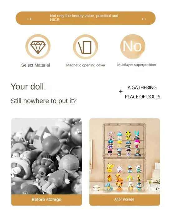 Acrylic Showcase for Collectible Figures and Blind Box Toys, Clear Display Stand