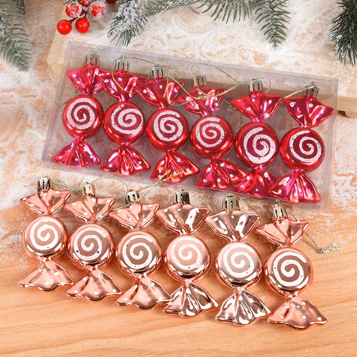 6pcs/box Christmas Candy Pendant Xmas Tree Hanging Ornaments