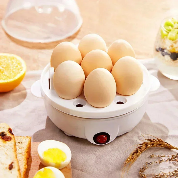 Multifunctional Electric Egg Cooker Steamer - Double Layer for Boil, Poach, Steam Eggs & Veggies, Compact Breakfast Appliance