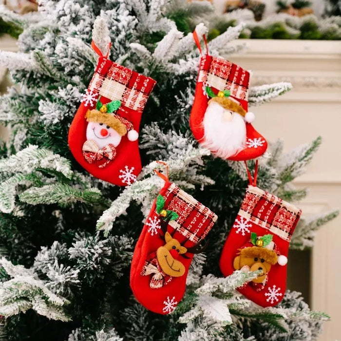 2pcs 2023 New Christmas Decoration Socks Cartoon Santa Claus Fawn Snowmen Socks Christmas Tree Hanging Ornaments Home Decoration