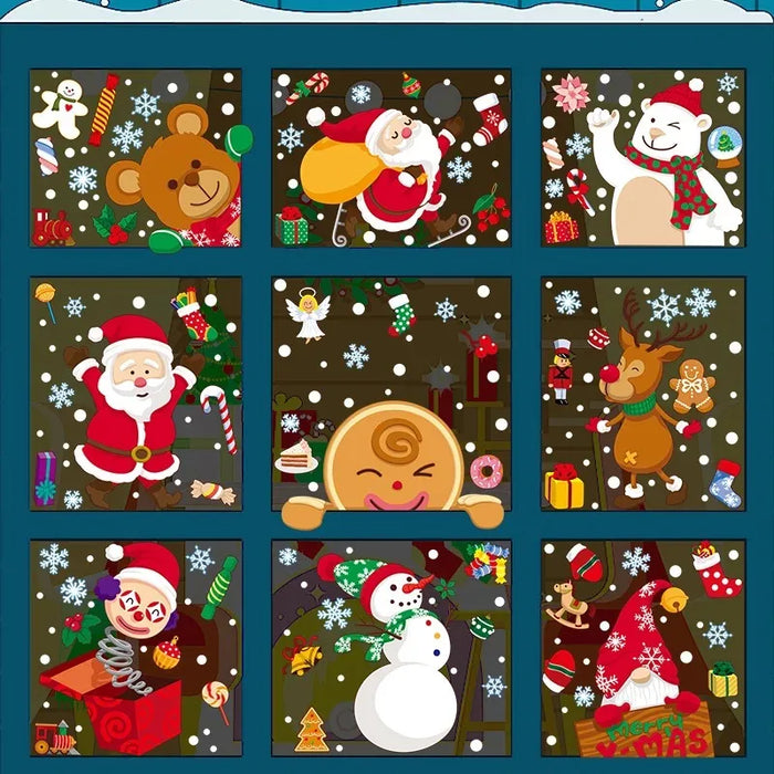 Santa Claus Reindeer Window Glass Stickers Snowman Snowflake
