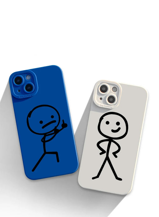 Cute Cartoon Matchman Matte Silicone Phone Case For iPhone 16 11 12 13 14 15 Pro Max XR XS X 7 8 Plus SE2 16E Soft Back Cover
