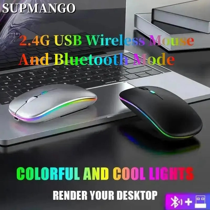 Rechargeable Wireless Mouse LED Backlit Mouse Laptop Computer Mouse 2.4Ghz