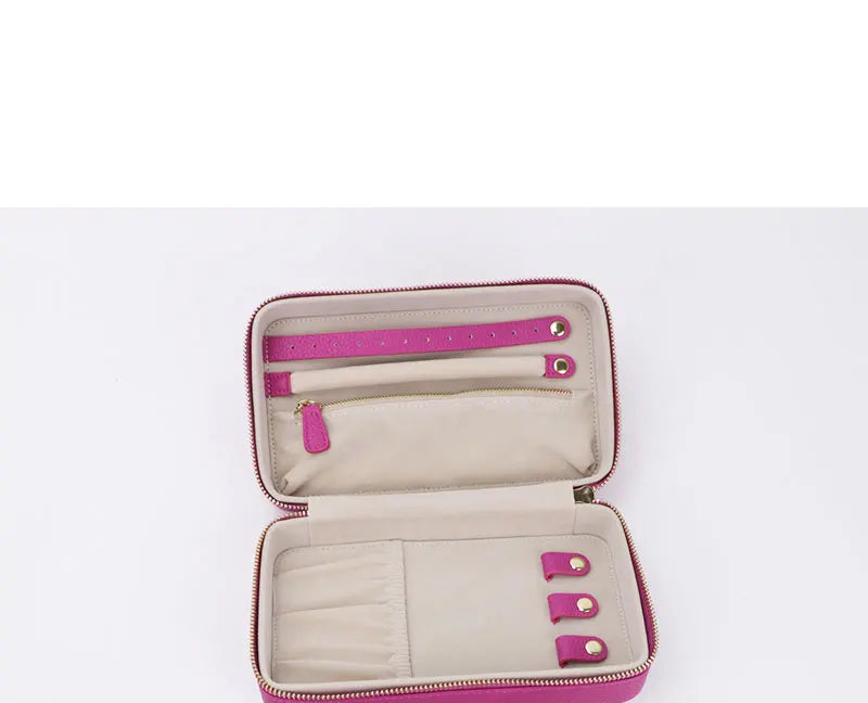 Personalized Emboss Gold Name Pebble Leather Jewelry Storage Box