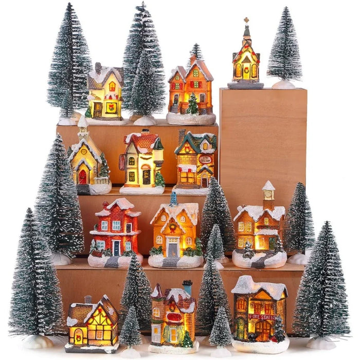 Mini LED Christmas Winter Village Houses Building Collection