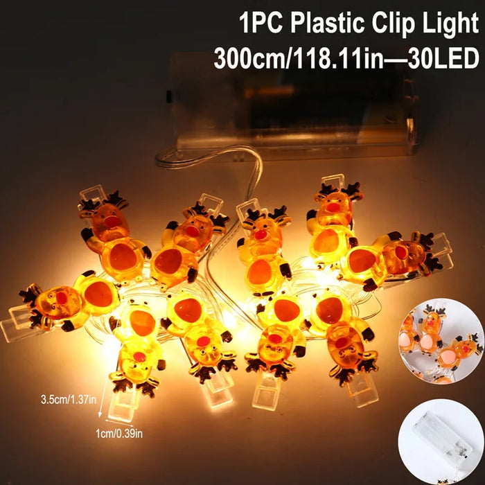 Christmas Santa Claus String Light Garland Xmas Tree Pendant