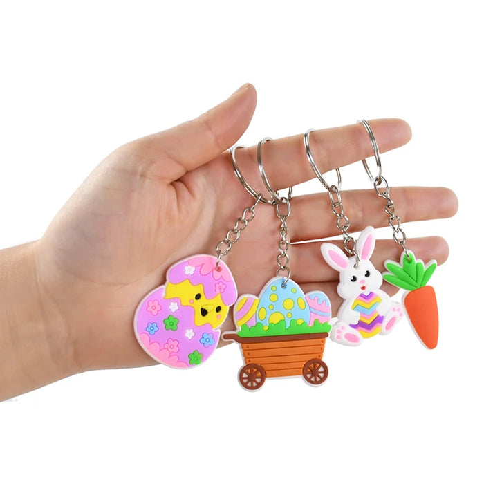 Easter Kids Gift Rabbit Eggs Bracelets Silicone Ring Keychains Happy Easter Birthday Party Favors Goodie Bag Basket Filler Toys