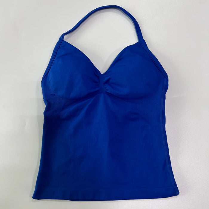 Impact Longline Strappy Gym Top Custom Logo Backless Gym Clothes Women Scrunch Built-in Bra With Removable Cups Yoga Tank Tops