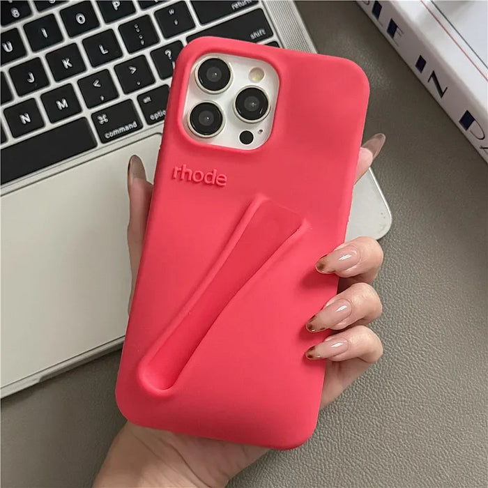 Autumn Edition New Rhode DIY Lipstick Lip Holder Soft Silicone Case for IPhone 16 15 14 13 12 11 Pro Max Plus Phone Stand Cover