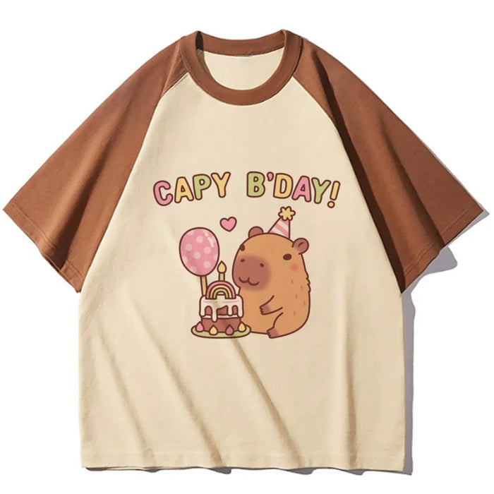 Capybara t-shirts women athleisure comfortable t-shirts female harajuku Japanese funny clothes