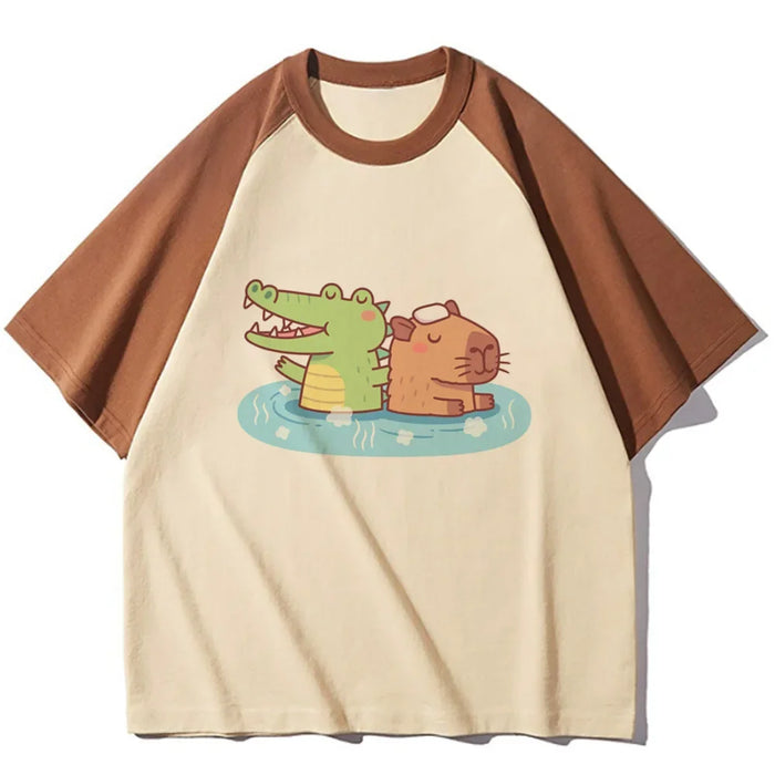 Capybara t-shirts women athleisure comfortable t-shirts female harajuku Japanese funny clothes