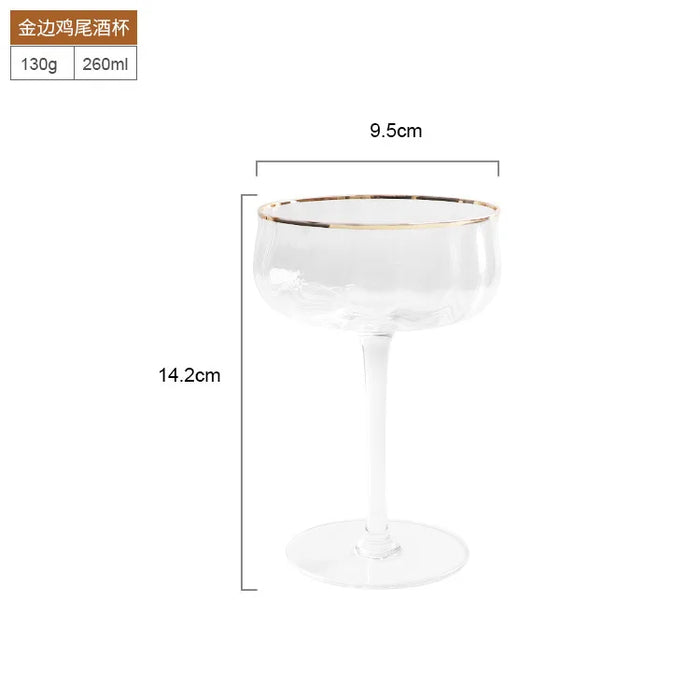 Golden Edge Ripple Champagne Wine Glass Colourful Home Transparent Lead Free Crystal Cocktail Glasses Whiskey Juice Drinking Cup