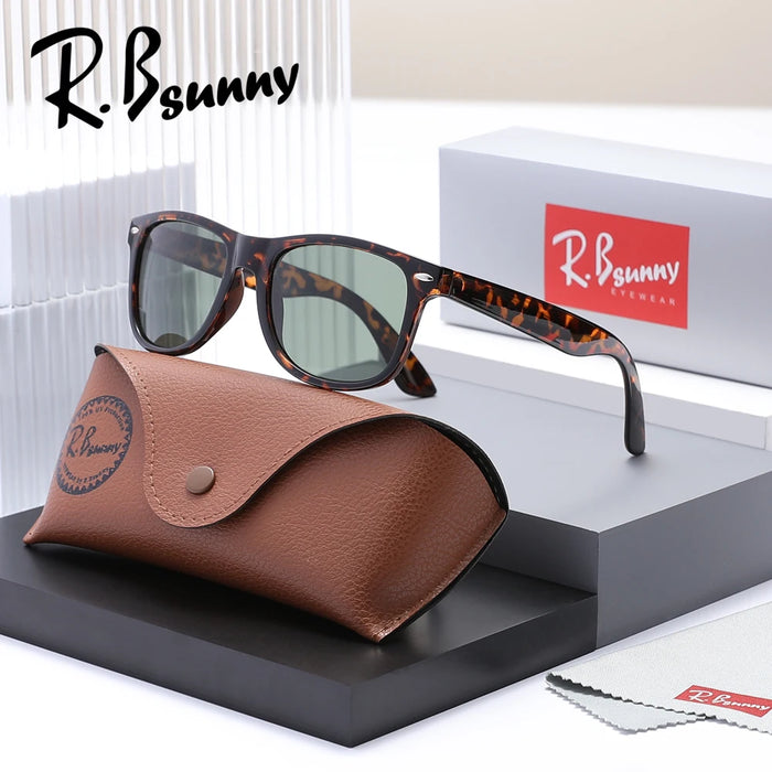 RBsunny Classic Polarized Sunglasses Men Women Outdoor UV400 Retro Black Frame Glasses Male Fashion Anti Glare Driving Eyewear