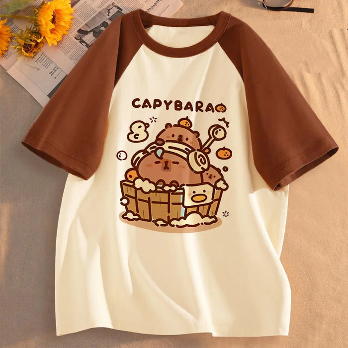 Funny Capybara T-shirts Men Women Summer Cute Animal T Shirt Short Sleeve Graphic T Shirts Streetwear Women's Clothing