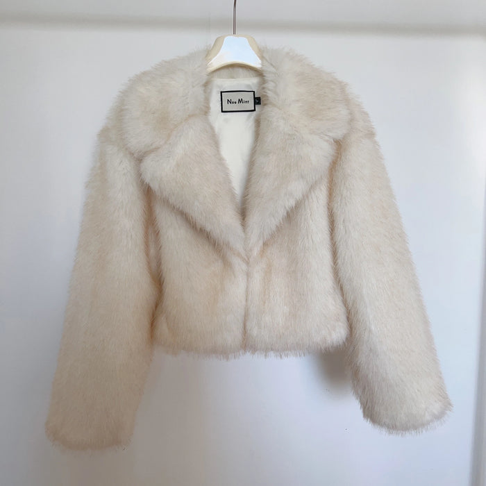 Luxury Brand Runway Fashion Gradient Cropped Fluffy Fur Jacket Coat