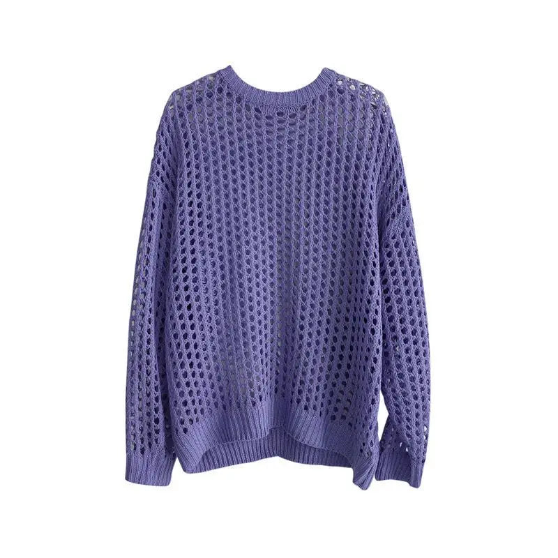 Summer Vintage Hollow Out Loose Knitting T-shirt