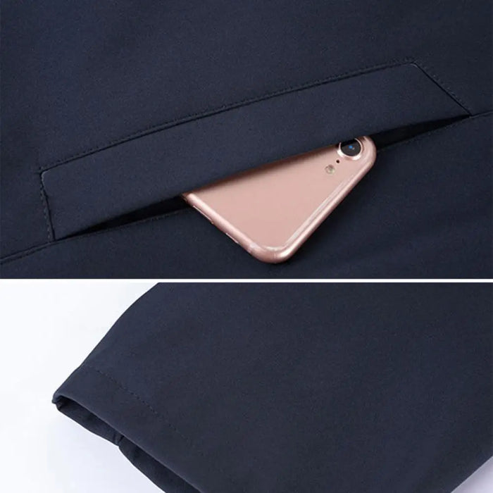 Men Jacket Elegant Mid-aged Men's Lapel with Zipper Closure