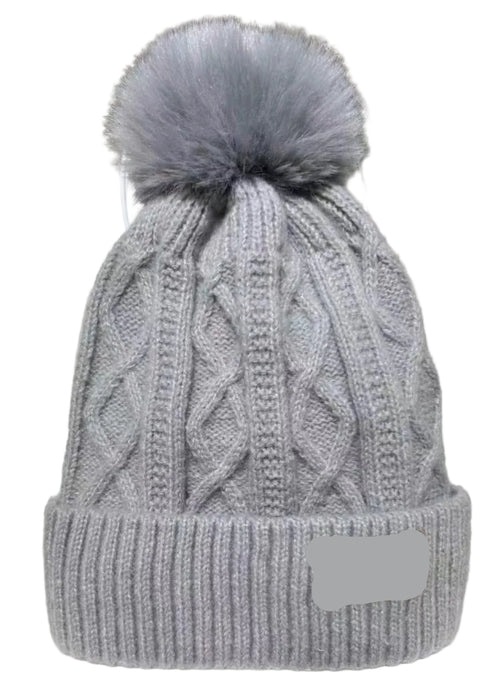 Autumn and Winter Women's Pompom Knitted Hat Women Solid Color Thicken Plush Beanie Cap Female Autumn Warm Crochet Hats