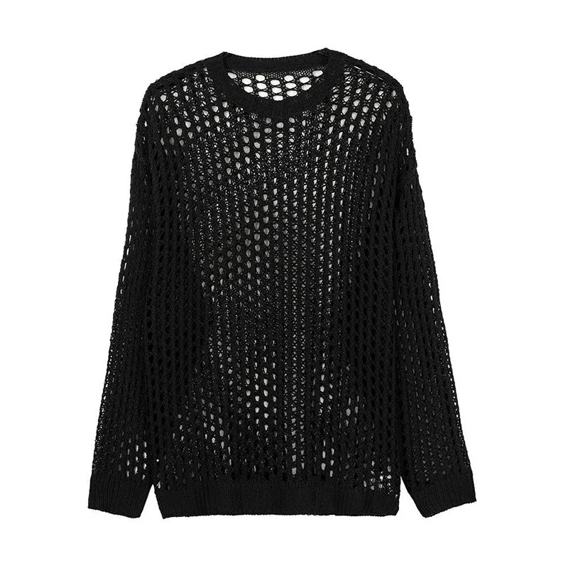 Summer Vintage Hollow Out Loose Knitting T-shirt