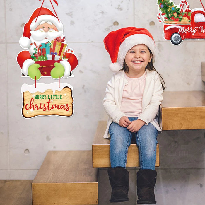 Christmas Door Hanging Paper Ornament Santa Claus Pendants