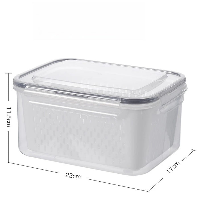 Kitchen Cover Refrigerator Frozen Fresh Food Sealed Fresh-keeping Box Fruit and Vegetable Drain Plastic Storage Box