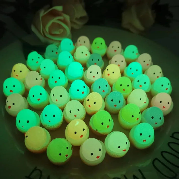 20PCS Luminous Chick Eggs Micro Landscape Ornament Easter Toys Birth Egg Glow in Dark Fairy Miniature Flower Potted Kids Gift