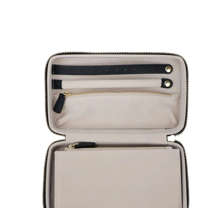 Personalized Emboss Gold Name Pebble Leather Jewelry Storage Box