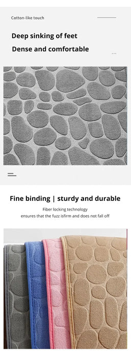Non Slip Carpets Cobblestone Embossed Bathroom Side Floor Rug Memory Foam