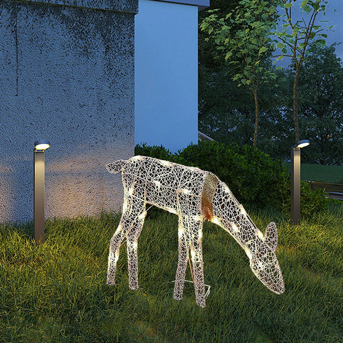 Metal Frame Reindeer Decor Glowing Christmas Deer Ornament Set with Led Lights