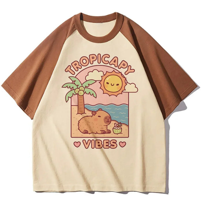 Capybara t-shirts women athleisure comfortable t-shirts female harajuku Japanese funny clothes