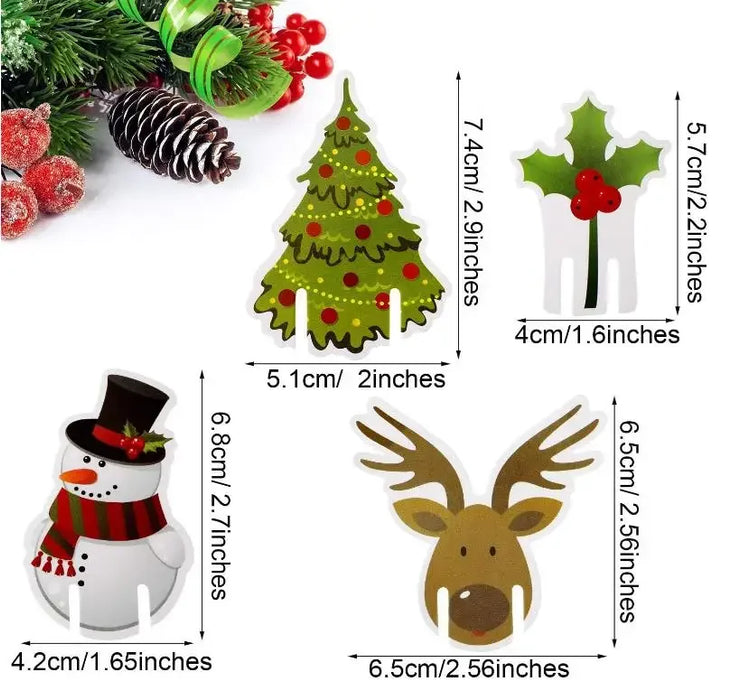 10pc/set Wine Cup Card Christmas Decor Santa Hat Glass Decor Xmas Tree