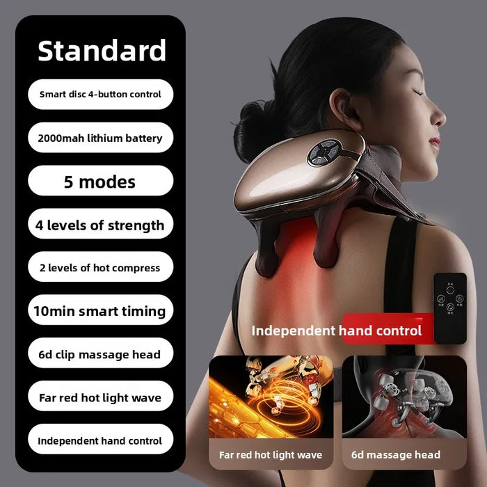 Shoulder and neck massager trapezius massage shawl kneading hot compress voice remote control multi-function