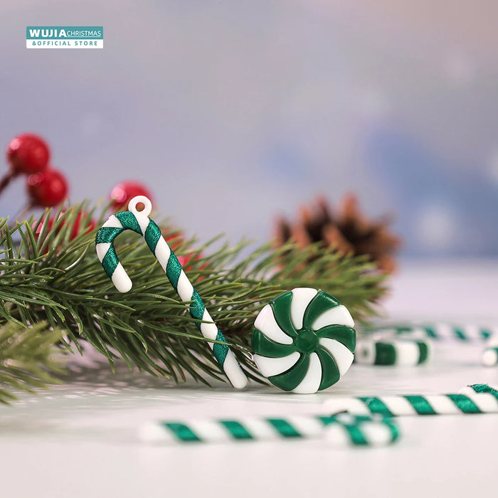 24PCS Mini Candy Canes Miniature Christmas Tree Decoration Peppermint Swirls Pendant DIY Scrapbook Craft Gift Home Party Navidad