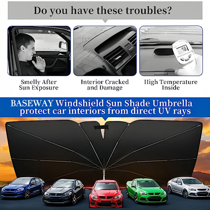 2025 Car Windshield Sunshade Foldable Umbrella Sun Shade Front Window Cover for UV Ray Block Heat Portable Protector Parasol