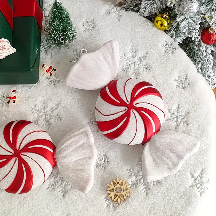 2pc 15cm Large Candy Pendant Christmas Decoration Red And White Lollipop
