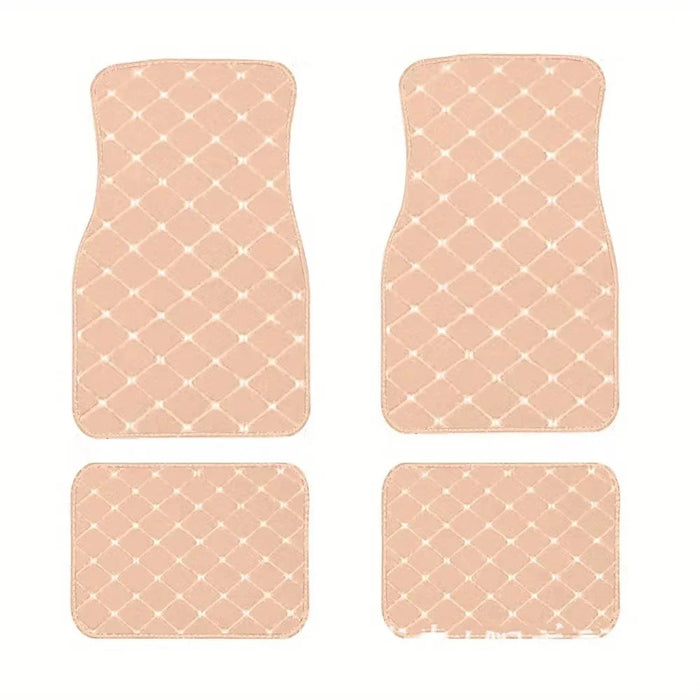 Car Floor Mats 4PCS Universal PU Leather Waterproof Auto Foot Pad Protector