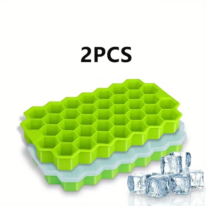 Large-capacity Silicone Ice Trays Mold Reusable Honeycomb Ice Cube Maker Food Grade Ice Maker with Lids Popsicle Mould Ice Mold