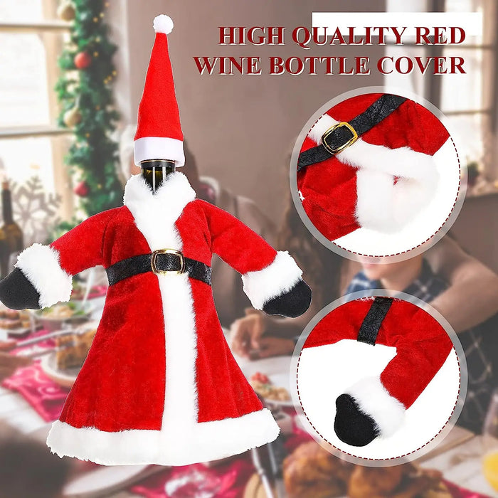 Christmas Wine Bottle Set Golden Velvet Dress Sleeve