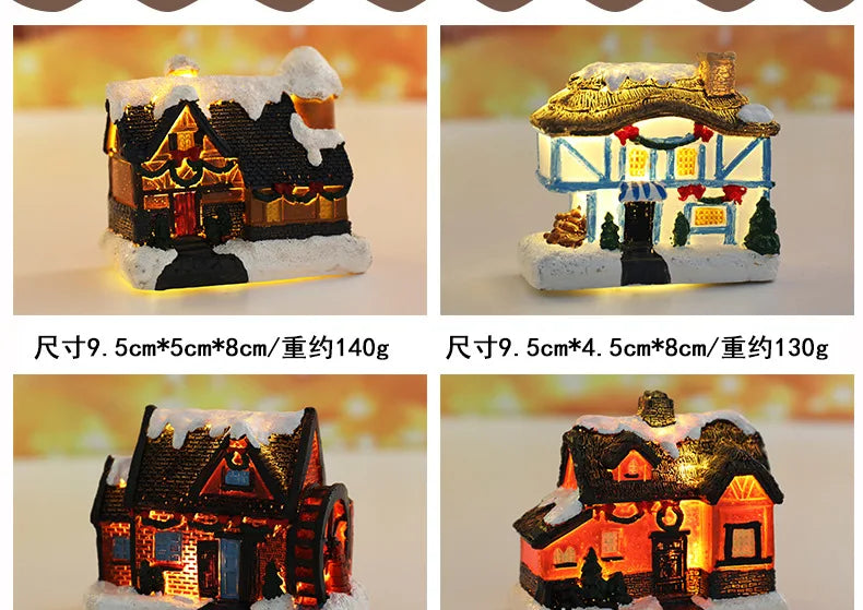 LED Christmas Decorations Resin Small House Micro