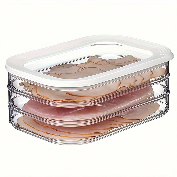 Lunch Meat Container for Refrigerator, 3Layers Deli Meat Container for Fridge, Stackable Cold Cuts Storage Containers for Fridge