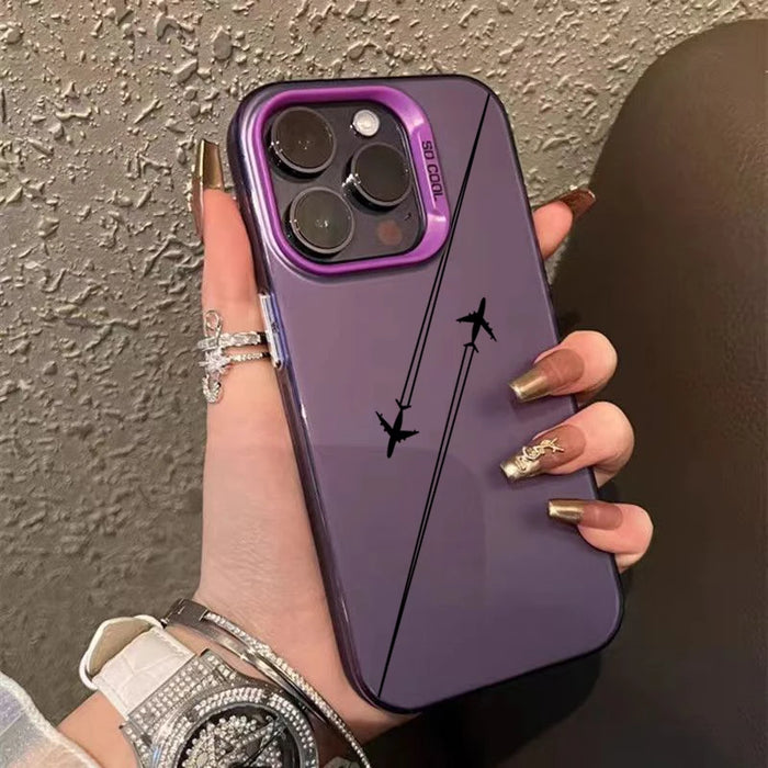 Travel-Inspired Airplane Route Design TPU Basic Case for iPhone 16 15 Pro Max 16E 14 13 12 11 XS X XR 7 8 Plus Hard Back Cover