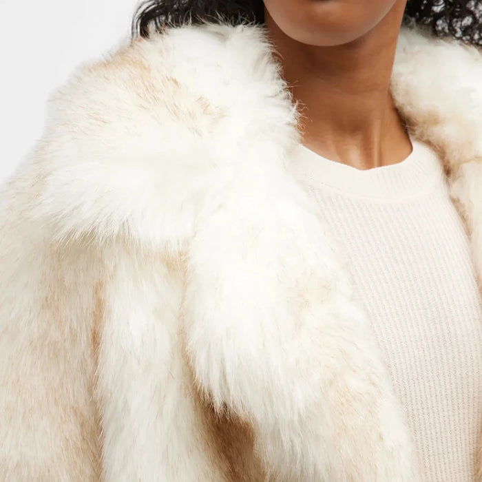 Luxury Brand Runway Fashion Gradient Cropped Fluffy Fur Jacket Coat
