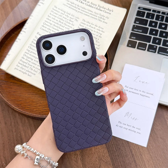 Braided Textured Phone Case for IPhone 17 AIR 16E 15 14 Plus 13 12 11 Pro Max Liquid Silicone Knitted Pattern Breathable Cover