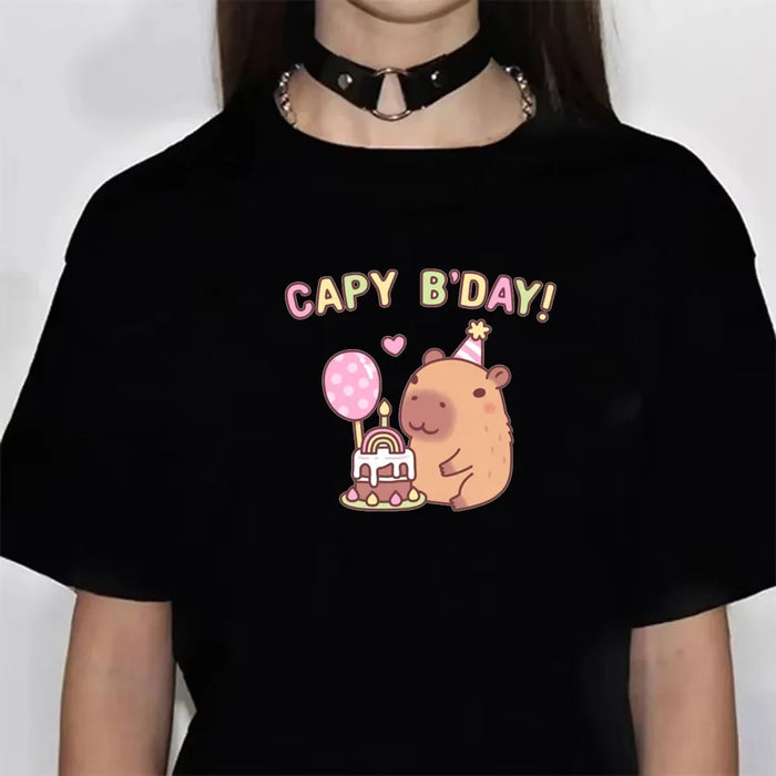 Capybara t-shirts women athleisure comfortable t-shirts female harajuku Japanese funny clothes
