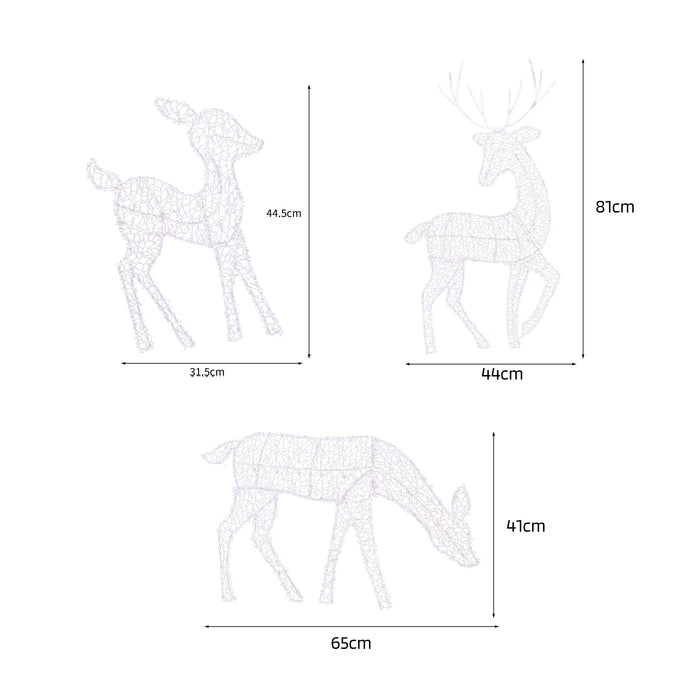 Metal Frame Reindeer Decor Glowing Christmas Deer Ornament Set with Led Lights