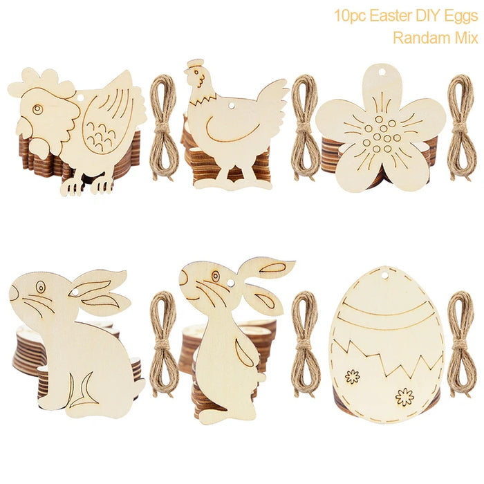 Easter Decoration for Home Wooden Easter Egg Holder Shelves DIY Craft Handmade Ornaments Kids Gift Happy Easter Party Decor 2025