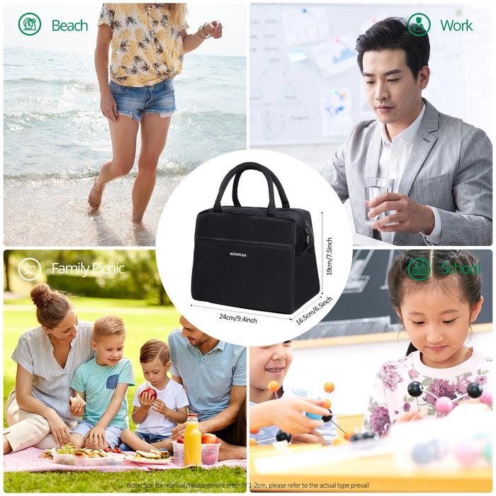 Lunch Box Thermal Bag Portable Waterproof Durable Wide Opening