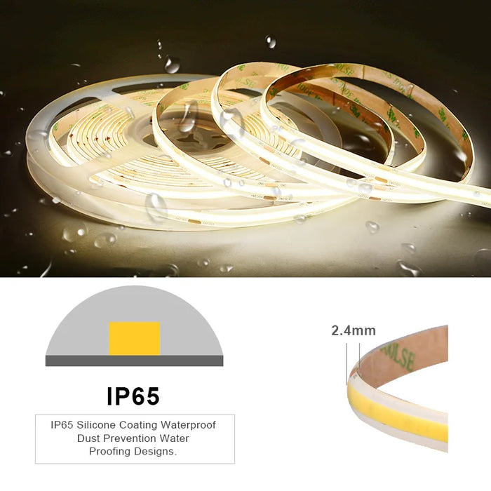 COB LED Strip Light IP65 Waterproof 480 LEDs/m